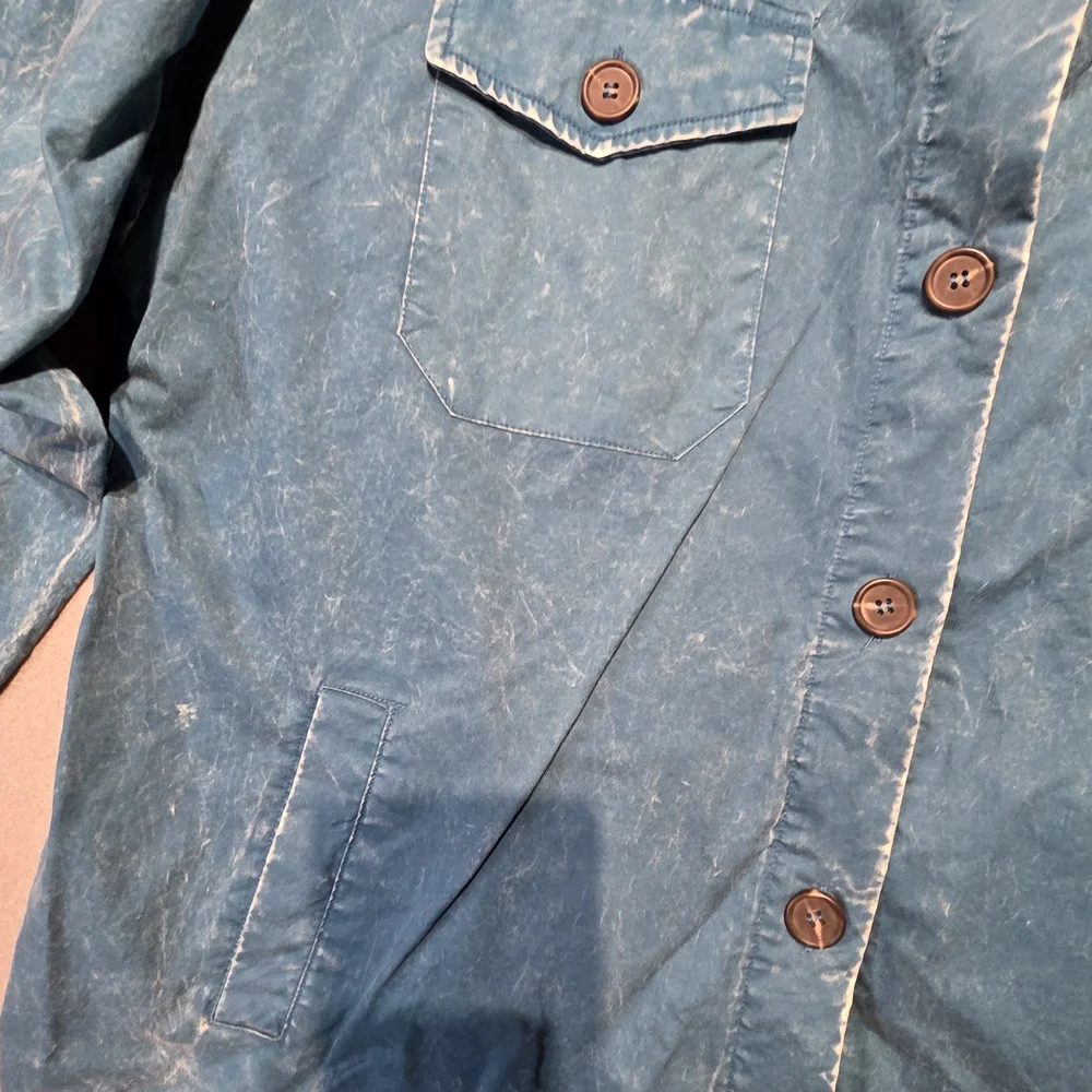 Zenana XL Blue Mineral Button-Up Jacket EUC PTP 26 Length 27 - Picture 4 of 6